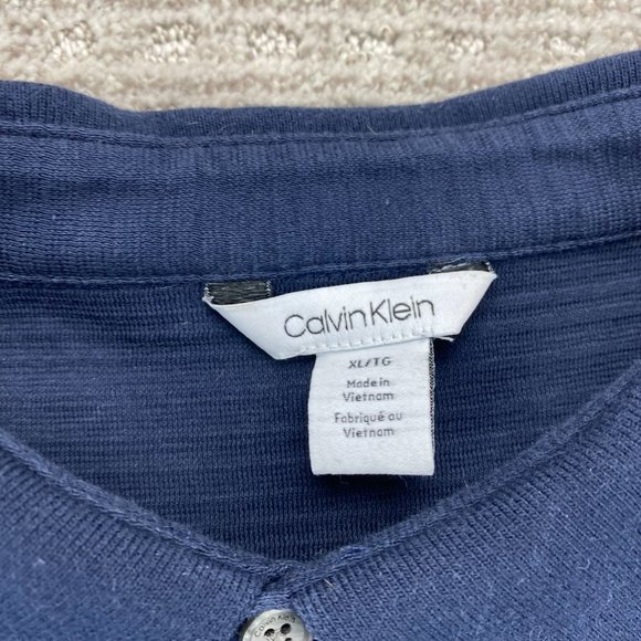 Calvin Klein Polo Shirt Men Extra Large XL Gray Blue Casual Golf 1/4 Button - Picture 3 of 7